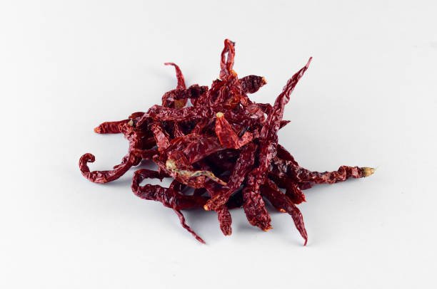 Dried Chilli over white background